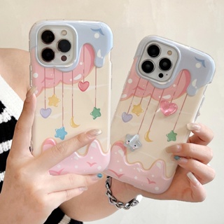 【ใหม่】เคสโทรศัพท์มือถือ Tpu กันตก ลายไอศกรีม ดาว และหัวใจ หลากสี สําหรับ iPhone X XS 11 12 13 14 15 Series