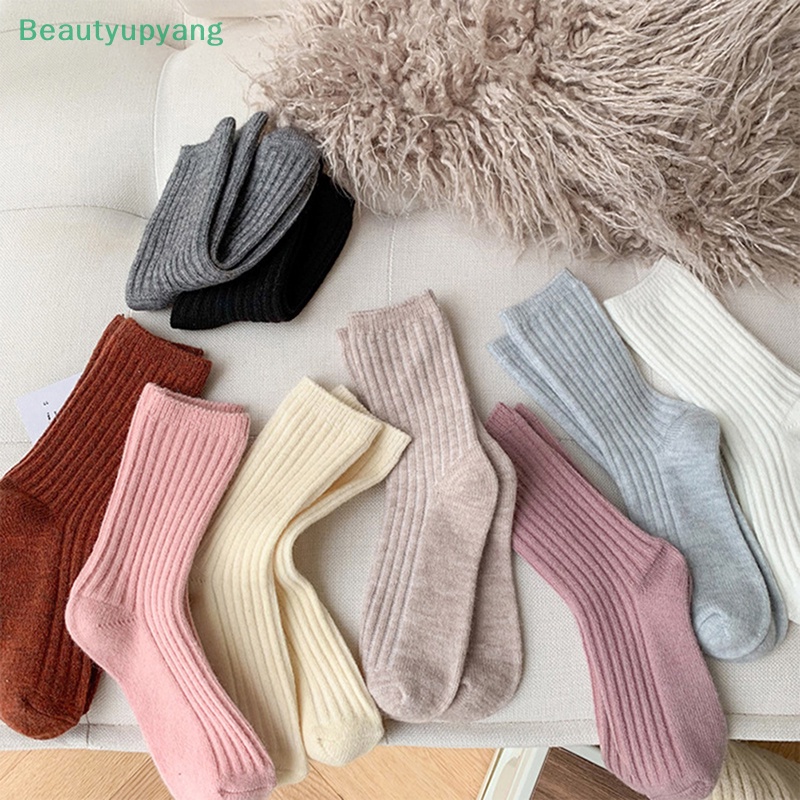 beautyupyang-ถุงเท้ายาว-ผ้าขนสัตว์แคชเมียร์-แบบหนา-ให้ความอบอุ่น-สีพื้น-สไตล์ญี่ปุ่น-แฟชั่นฤดูหนาว-สําหรับผู้หญิง