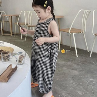 พร้อมส่ง ลดกระหน่ํา ชุดจั๊มสูท ทรงหลวม ลายสก๊อต สไตล์เกาหลี ญี่ปุ่น แฟชั่นฤดูร้อน สําหรับเด็กผู้ชาย เด็กผู้หญิง มีสีดํา สีขาว