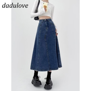 DaDulove💕 New Korean Version of INS Retro Thin Denim Skirt Niche High Waist A- line Skirt Large Size Bag Hip Skirt