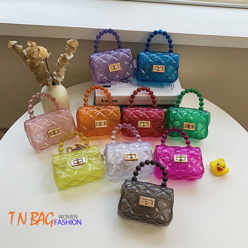 tn bag fashion ใหม่อินเทรนด์แฟชั่นมุกโซ่กระเป๋าสะพายไหล่เดียวล็อค tm10s