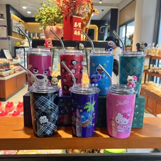 ถ้วยกาแฟการ์ตูนดิสนีย์หมีLotso 450มล กระติกน้ำสูญญากาศน่ารักLotsoแก้วเก็บความเย็นสุดคูล ลายหมีลอตโซ่ (แถมฟรีหลอด+ตุ๊กตา)