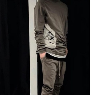 R RICK OWENS Patch Slogan เสื้อยืดกันหนาว สองชิ้น