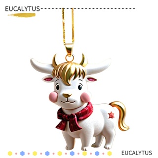 Eutus จี้อะคริลิค รูปการ์ตูนวัว สร้างสรรค์ สําหรับแขวนตกแต่งต้นคริสต์มาส 2 ชิ้น