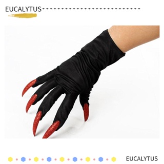 Eutus ถุงมือผีฮาโลวีน ถุงมือสีเงิน / สีดํา ผ้าร้อน DIY คอสเพลย์ ตกแต่งวันหยุด ฮาโลวีน