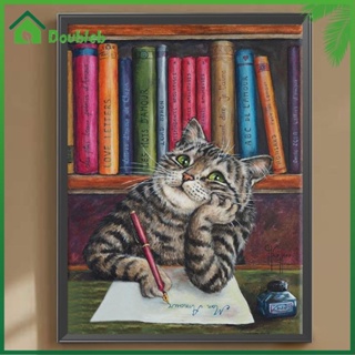 【Doub X ✮】ภาพวาดปักเพชร ทรงกลม ลายแมว 5D DIY สําหรับตกแต่งบ้าน ✮