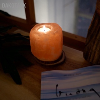 DAKOTASK โคมไฟเทียนเกลือคริสตัลกลิ่นผ่อนคลายสีส้มธรรมชาติโคมไฟตกแต่งโต๊ะ