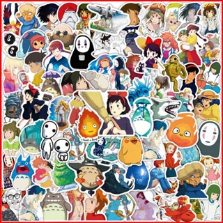 Fash สติกเกอร์ PVC ลายการ์ตูนอนิเมะ Hayao Miyazaki กันน้ํา สําหรับตกแต่งสมุดโน้ต 100 ชิ้น ต่อชุด