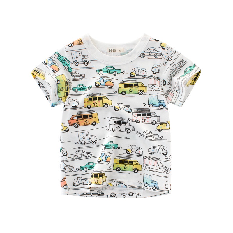 เสื้อยืดคอกลม-แขนสั้น-ผ้าฝ้ายแท้-ลายการ์ตูนรถยนต์-ทรงหลวม-สําหรับเด็กผู้ชาย-ผู้หญิง-อายุ-2-8-ปี-9390