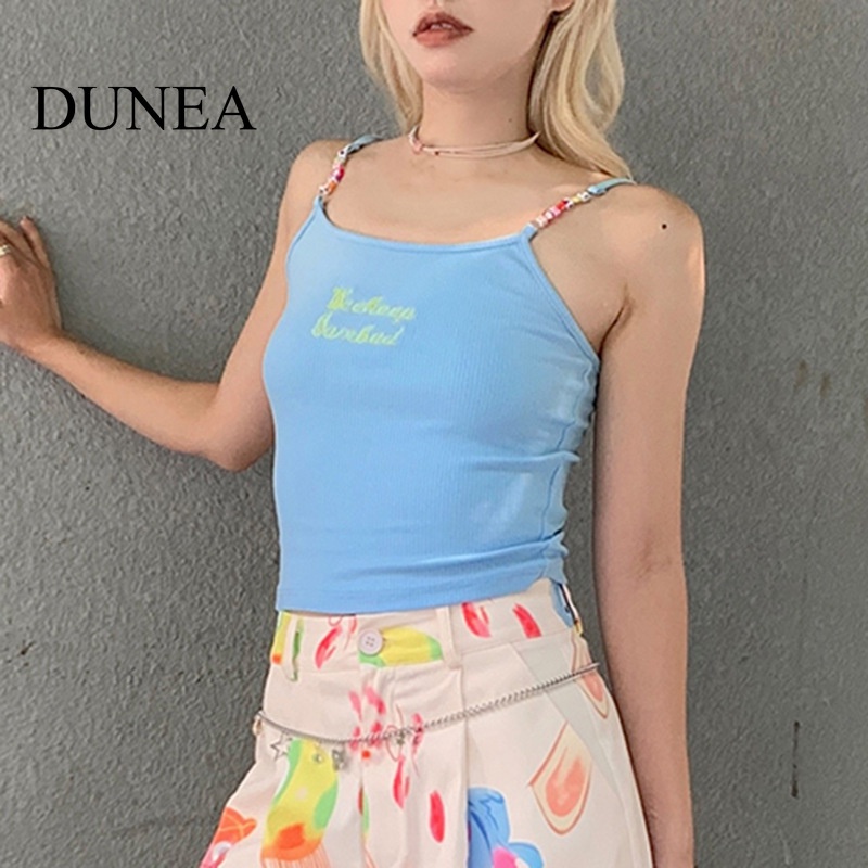 dunea-เสื้อกล้ามครอป-ปักลายตัวอักษร-เซ็กซี่-แฟชั่นฤดูร้อน-สําหรับผู้หญิง