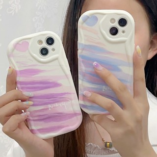 Soft Casing Samsung Galaxy S23 Ultra S22 Plus S21 S20 FE 5G A11 A50 A30S A50S A10S A20S A20 A30 A31 A51 A71 4G A21S A02S A03S M11 Cute Cream Edge Oil Painting Love Blue Purple Gradient Airbag Shockproof Phone Case 1STN 23