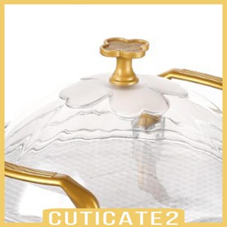 [Cuticate2] ถาดวางเค้ก ขนมหวาน ทรงกลม พร้อมที่จับ แบบใส สําหรับอาหารเช้า ชา