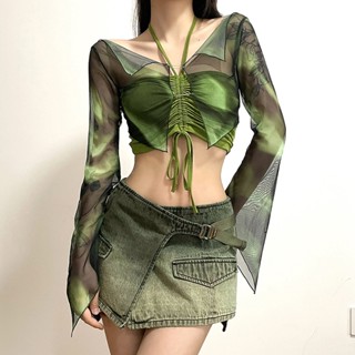 เสื้อแขนยาว พิมพ์ลาย แฟชั่นฤดูร้อน สําหรับผู้หญิง 2023