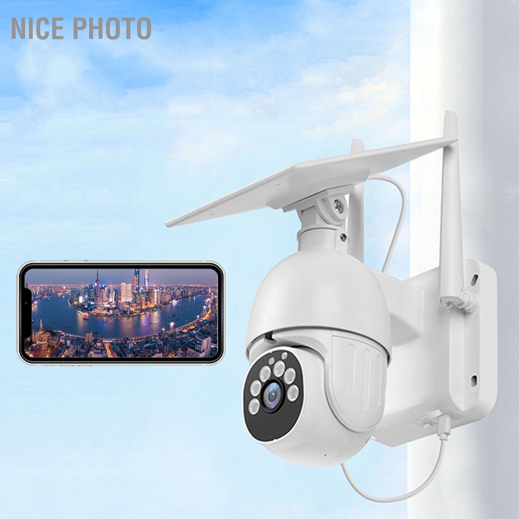 Nice photo Solar Security Cameras 1080P HD Remote Connection 360 Degree ...