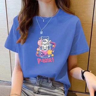 เสื้อยืดคอกลม แขนสั้น พิมพ์ลายดอกกุหลาบ ทรงหลวม สไตล์เกาหลี แฟชั่นสําหรับผู้หญิง