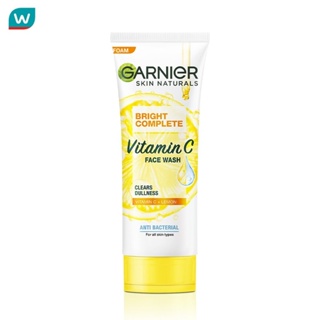 สินค้า Garnier การ์นิเย่ สกิน แนทเชอรัลส์ ไบรท์ คอมพลีท วิตามินซี เฟส วอช 100 มล.