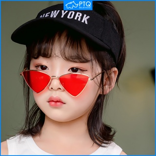 แว่นตากันแดด ทรงสามเหลี่ยม หลากสี สไตล์เกาหลี สําหรับเด็ก PTQ