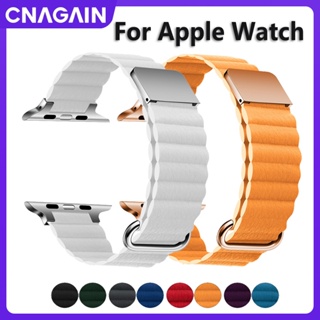 Cnagain สายนาฬิกาข้อมือหนัง PU แม่เหล็ก สําหรับ Apple watch Series ultra 8 7 6 5 4 SE 3 2 1 49 มม. 45 มม. 41 มม. 44 มม. 40 มม. 38 มม. 42 มม.