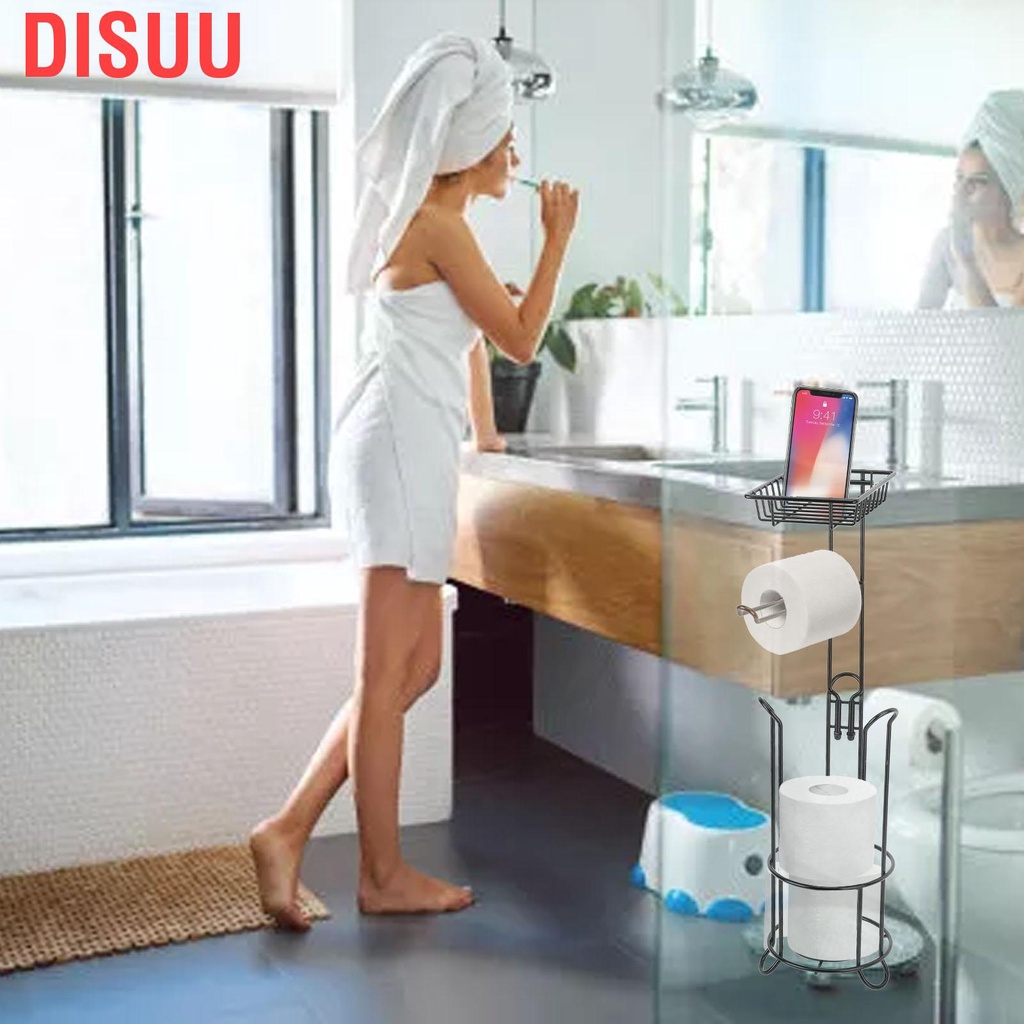 disuu-toilet-paper-holder-stand-free-standing-iron-dampproof-roll-with-shelf