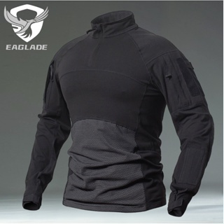Eaglade เสื้อยืดยุทธวิธีผู้ชาย YDJX-FG-CX สีดํา แขนยาว ยืดหยุ่นได้