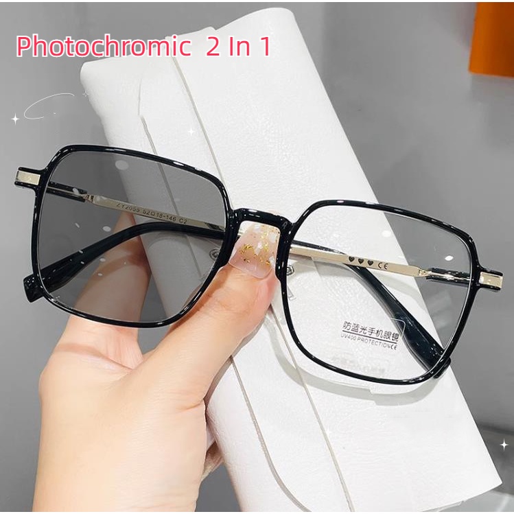 แว่นตาโฟโตโครมิกป้องกันรังสี-2-in-1-ผู้หญิงผู้ชายแว่นตาโฟโตโครมิก-uv400-ลบแว่นตา-0-to-4-0
