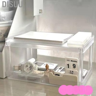 Disuu Desktop Storage Rack 2 Tiers Transparent Strong Plastic Detachable Widely Used Desk Cosmetic Rack for Cosmetic