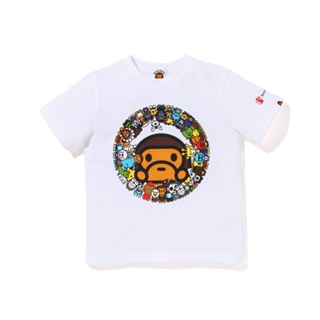 Beii&amp;bape เสื้อยืดแขนสั้น ผ้าฝ้ายแท้ พิมพ์ลายการ์ตูนลิงน้อยน่ารัก สไตล์ญี่ปุ่น สําหรับเด็ก