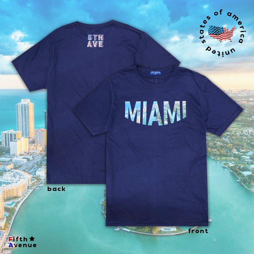 พิมพ์ลาย-5thave-เสื้อยืดแขนสั้น-รุ่น-city-in-america-miami