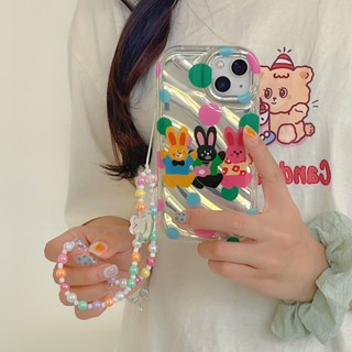 เคสโทรศัพท์มือถือแบบแข็ง ลายการ์ตูนกระต่าย พร้อมสายคล้องมือ สําหรับ iPhone 14Pro 11 12 12Pro 12promax 13 13Pro 13promax 14 14promax 14promax