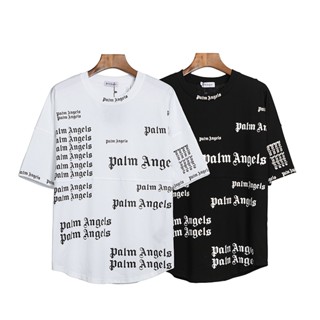 เสื้อยืดแขนสั้น พิมพ์ลาย Palm Angels สไตล์สตรีท แฟชั่นสําหรับผู้ชาย และผู้หญิง