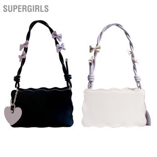  SUPERGIRLS กระเป๋าสะพายไหล่ผู้หญิงหนัง PU กระเป๋าถือทรงสี่เหลี่ยมแฟชั่น Messenger Bag พร้อมรูปลอกสำหรับฤดูร้อน