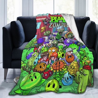 ผ้าห่ม ผ้าสักหลาด แบบนิ่มพิเศษ พิมพ์ลาย Plants Vs Zombies ให้ความอบอุ่น ซักทําความสะอาดได้