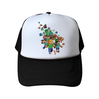 Minecraft หมวกเบสบอล หมวกตาข่าย คุณภาพสูง ฤดูร้อน การ์ตูน หมวกตาข่าย สําหรับผู้หญิง ผู้ชาย เด็ก หมวกรถบรรทุก