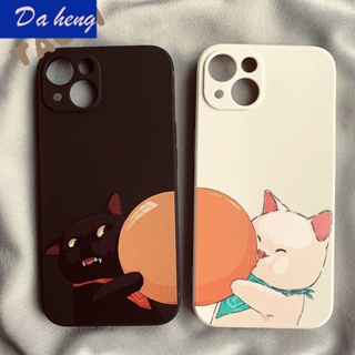 เคสโทรศัพท์มือถือคู่รัก กันรอยขีดข่วน ลายแมวขาวดํา กันกระแทก สําหรับ iPhone11 Max Iphone13 14Pro12XRXS7 YXQK 8p