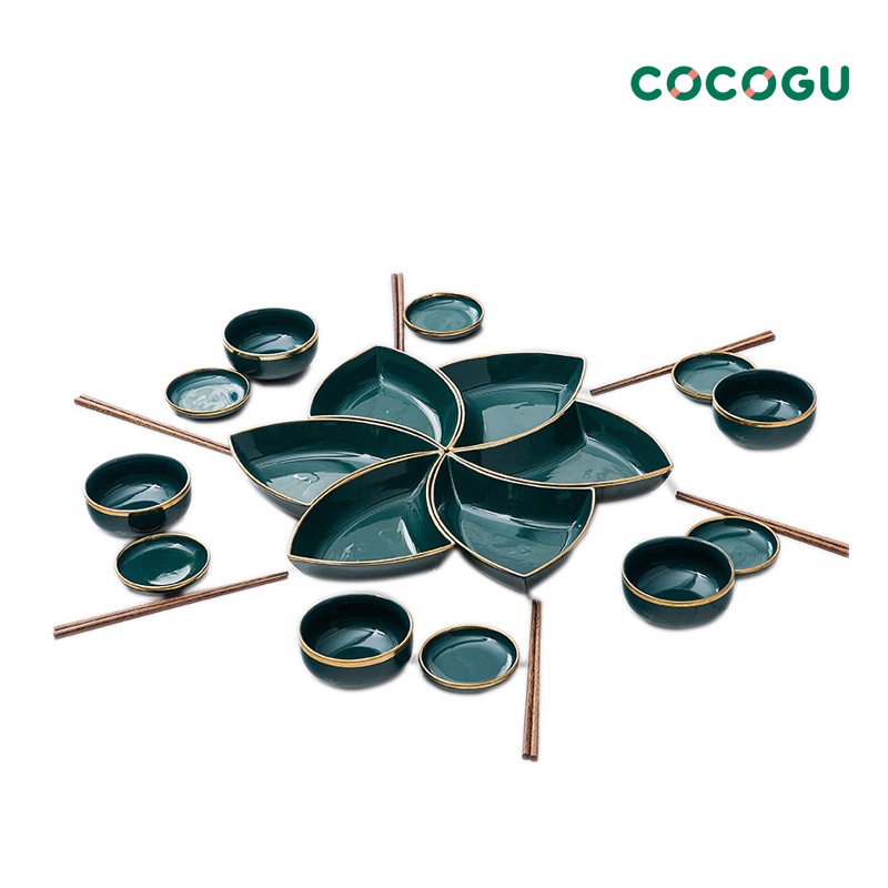 ลดเหลือ-1274-ทักแชท-cocogu-ceramic-dinnerware-flower-set-ชุดจานชามเซรามิก-24-ชิ้น-คละสี