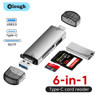 Elough 6 in 1 อะแดปเตอร์การ์ดรีดเดอร์ OTG USB 3.0 Type C USB Micro USB แฟลชไดรฟ์ TF SD อเนกประสงค์