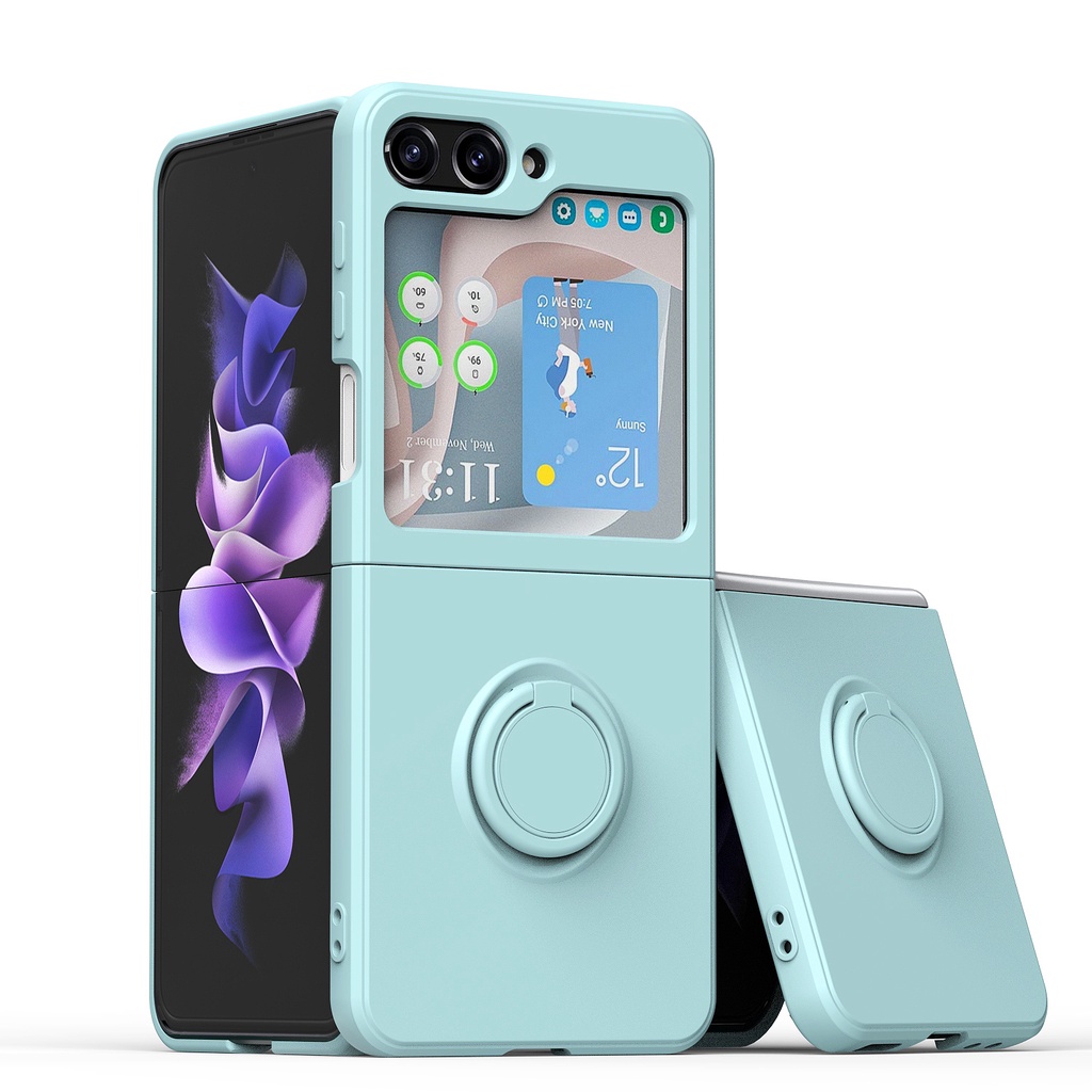 เคสโทรศัพท์มือถือ-แบบบาง-พร้อมแหวนขาตั้ง-สีมาการอง-สําหรับ-samsung-galaxy-z-flip5-z-flip-5-flip-z-5