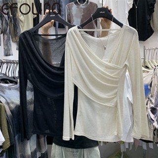 [พร้อมส่ง] Efolong เสื้อเชิ้ตแขนยาว คอวี จับจีบ กันแดด สไตล์เกาหลี ฝรั่งเศส แฟชั่นฤดูร้อน สําหรับผู้หญิง 2023