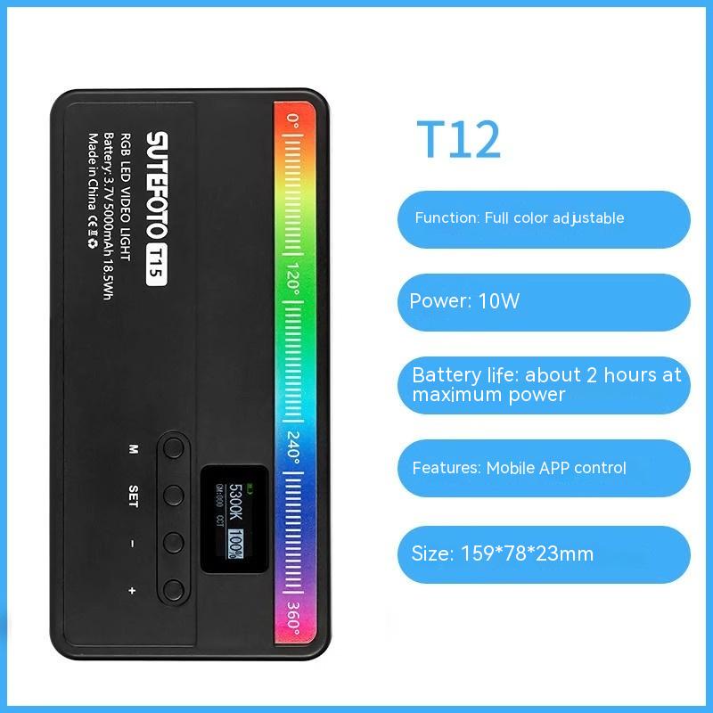 Sutefoto T12 ไฟเติมแสง RGB แบบมือถือ สะดวก เต็มสี ปรับได้ โทรศัพท์