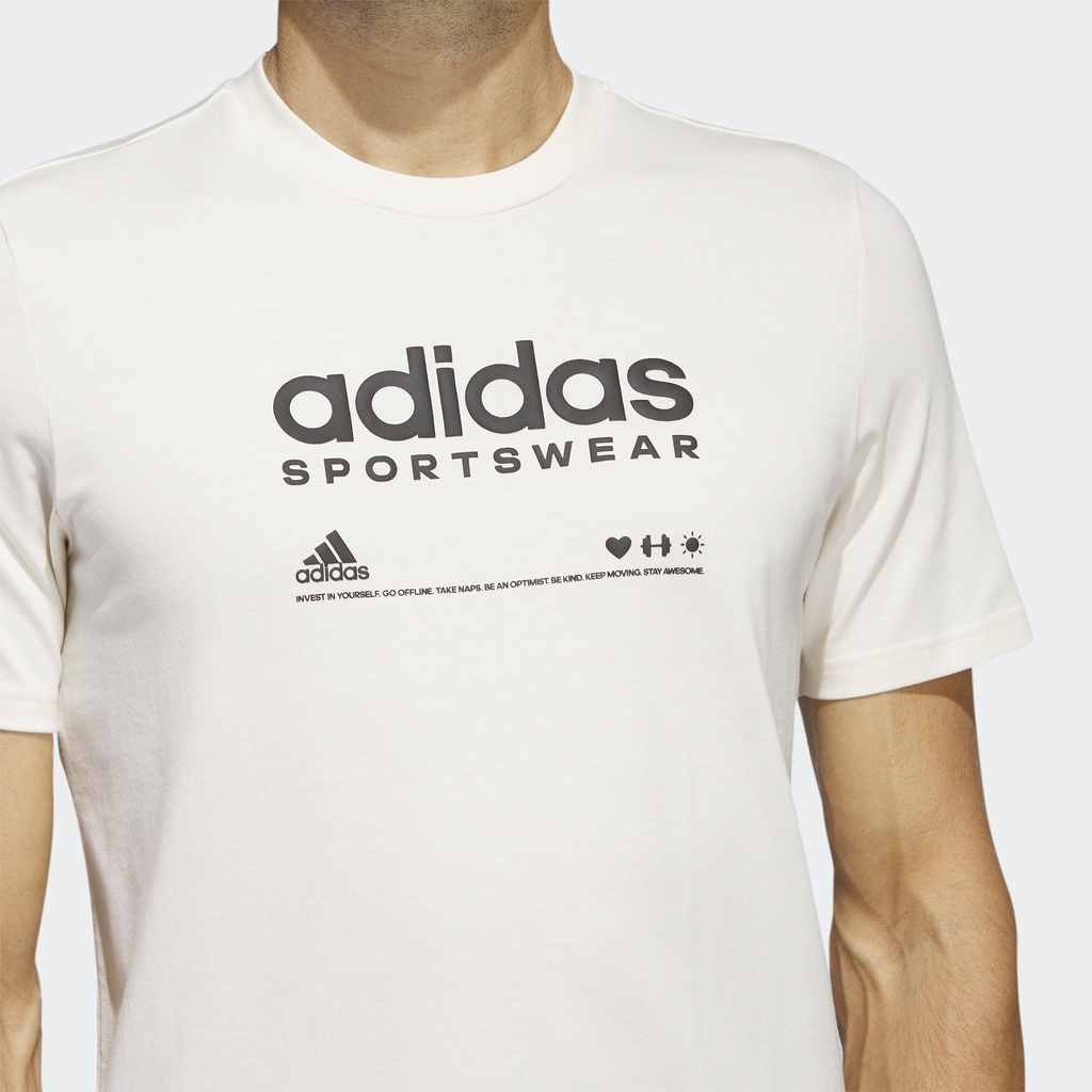 adidas-ไลฟ์สไตล์-เสื้อยืดพิมพ์ลาย-adidas-lounge-ผู้ชาย-สีขาว-hr3002