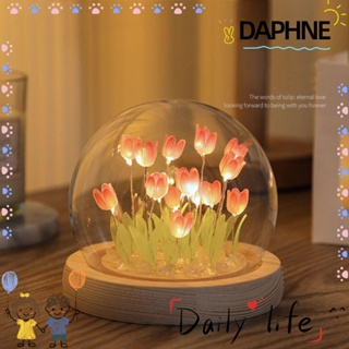 Daphne โคมไฟตั้งโต๊ะ รูปดอกทิวลิป เรืองแสง สาย USB สําหรับตกแต่งบ้าน DIY