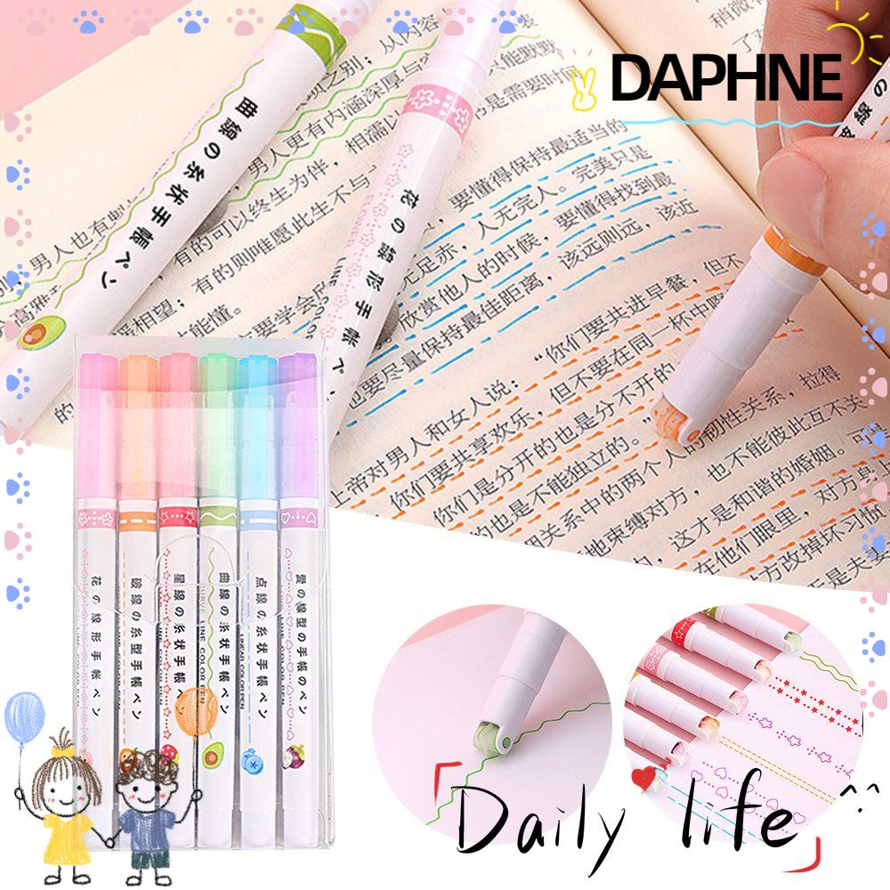 daphne-ปากกาไฮไลท์-ทรงโค้ง-ลายดอกไม้-หลากสี-สําหรับวาดภาพ-คริสต์มาส-สํานักงาน-6-ชิ้น