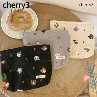Cherry3 กระเป๋าเครื่องสําอาง กระเป๋าปากกา ผ้าฝ้าย ลายแมว สําหรับใส่โทรศัพท์มือถือ