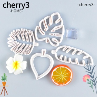 CHERRY3 แม่พิมพ์พลาสติก รูปใบไม้เขตร้อน สีขาว สําหรับทําคุ้กกี้ บิสกิต ฟองดองท์ DIY 8 ชิ้น