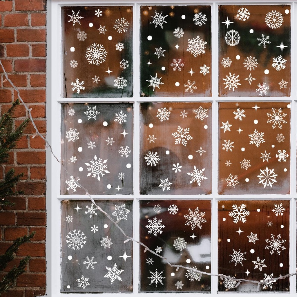 สติกเกอร์ติดหน้าต่าง-ลายเกล็ดหิมะ-สีขาว-สําหรับตกแต่งบ้าน-เทศกาลคริสต์มาส