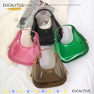 Eutus กระเป๋าถือ PVC แบบใส กันน้ํา ความจุขนาดใหญ่ อเนกประสงค์ สีแคนดี้ สําหรับผู้หญิง