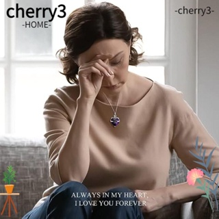 Cherry3 สร้อยคอสเตนเลส ประดับเพทายคริสตัล สีม่วง ขนาดเล็ก 3 ชิ้น