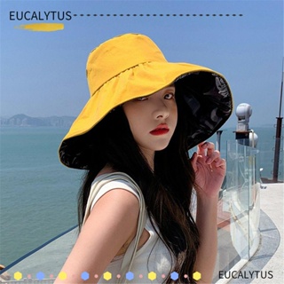 Eutus หมวกบักเก็ต กันแดด ป้องกันรังสียูวี แบบพกพา พับได้ แฟชั่นฤดูใบไม้ผลิ และฤดูร้อน