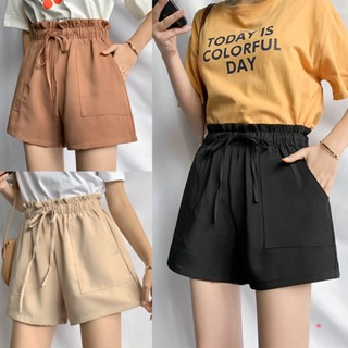 กางเกงขาสั้น ขากว้าง เอวสูง ทรงหลวม สไตล์เกาหลี พลัสไซซ์ S-2XL สําหรับผู้หญิง ใส่ออกกําลังกาย เล่นโยคะ วิ่ง เล่นกีฬา