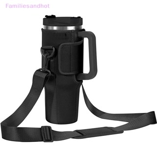 Familiesandhot&gt; กระเป๋าใส่ขวดน้ํา เข้ากันได้กับ Stanley 40oz Tumbler พร้อมที่จับ ที่วางขวดน้ํา พร้อมสายคล้องไหล่ ปรับได้